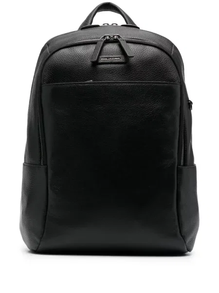 Rucsac Piquadro din piele cu autograf negru