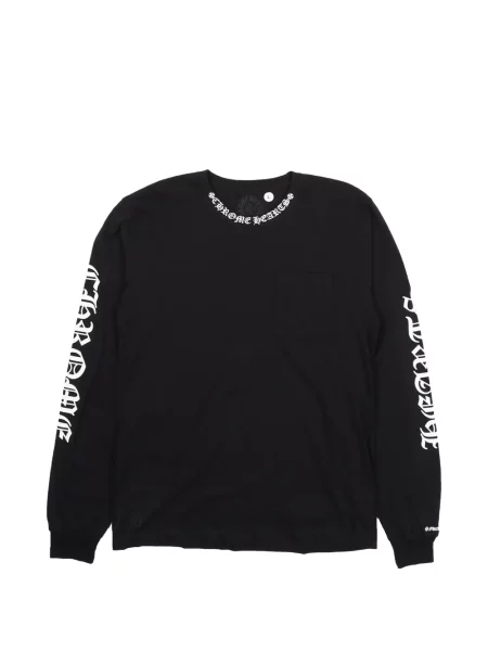 Lung tricou Chrome Hearts cu imagine cu motiv cu inimi negru