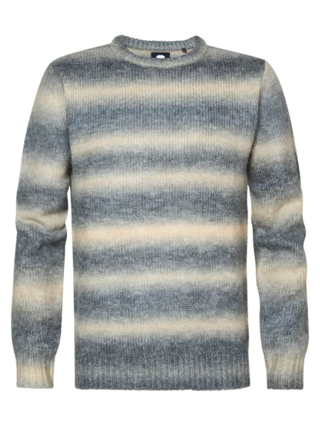 Petrol Industries Pulover Brooks dimno modra / volneno bela