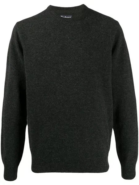 Sweter Barbour z okrągłym dekoltem szary