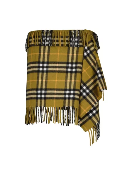 Spódnica mini Burberry z frędzli z kaszmiru asymetryczna żółta