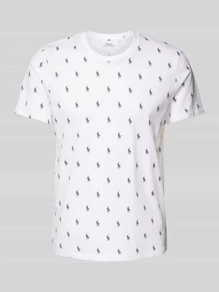T-shirt z prążkowanym okrągłym dekoltem Polo Ralph Lauren biała