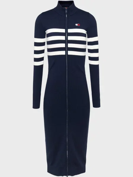 Миди джинсовое платье Tommy Jeans в полоску синее