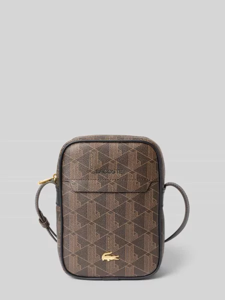 Torba na ramię z nadruk z logo model Blend Vertical Camera Bag' Lacoste brązowa