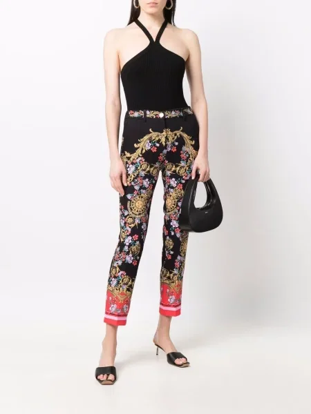 Raštuotos kelnės Versace Jeans Couture juoda