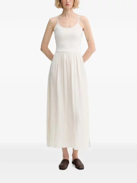 Rochie midi Sessun cu șireturi din dantelă alb