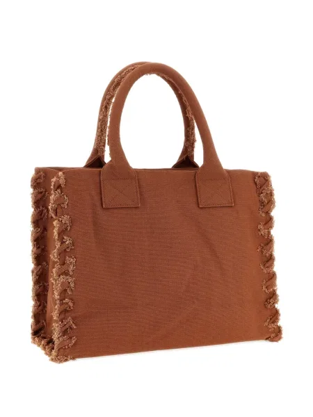 Geantă shopper Pinko din canvas cu autograf maro