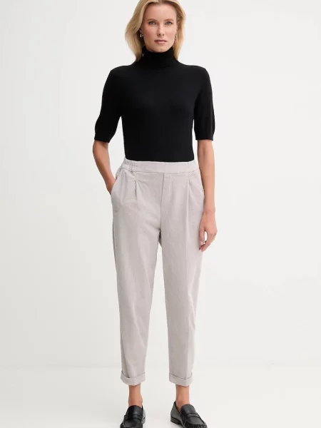 Вельветові штани United Colors of Benetton прямі висока посадка сірий