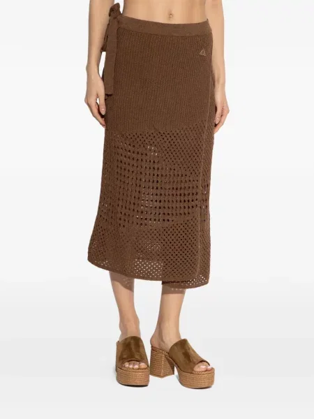 Megztas midi sijonas Akep kaklaraiščiai ruda