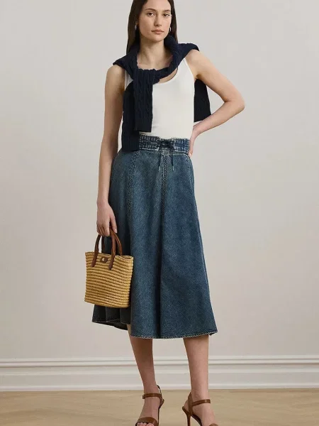 Джинсова спідниця Lauren Ralph Lauren midi розкльошена