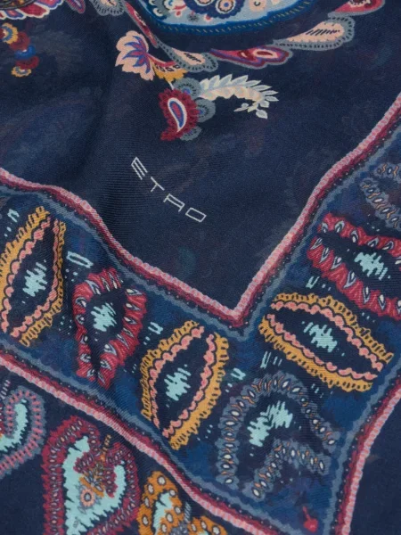 Fular Etro cu model floral albastru