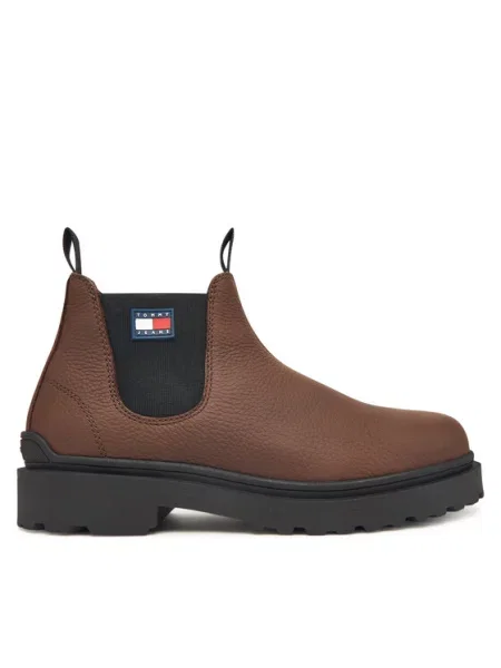 Tommy Jeans Gležnjarji Chelsea Tjm Chelsea Leather Wl rjava