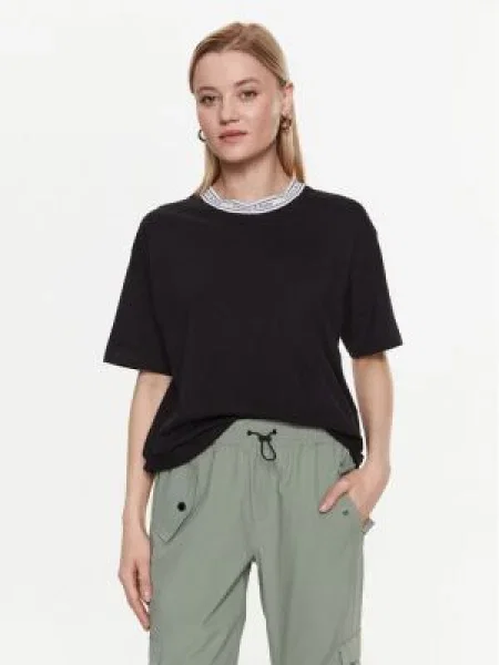 Tommy Jeans Tricou TJW OVR LOGO TAPING TEE negru