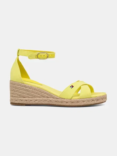 Pantofi Tommy Hilfiger cu pană cu bretele galben