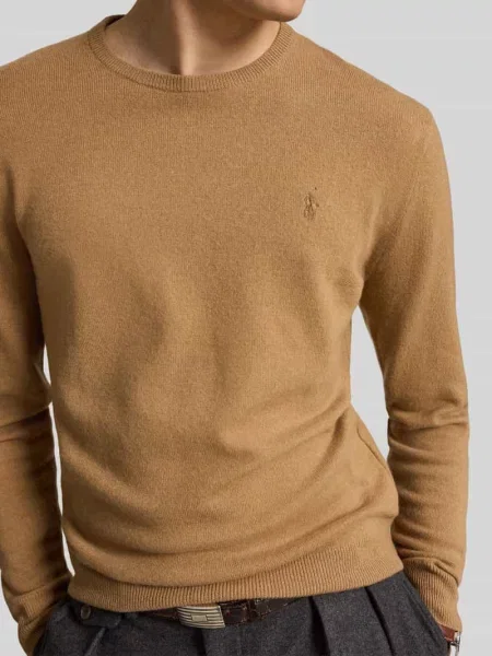 Sweter w kroju regular fit z czystej wełny Polo Ralph Lauren beżowy