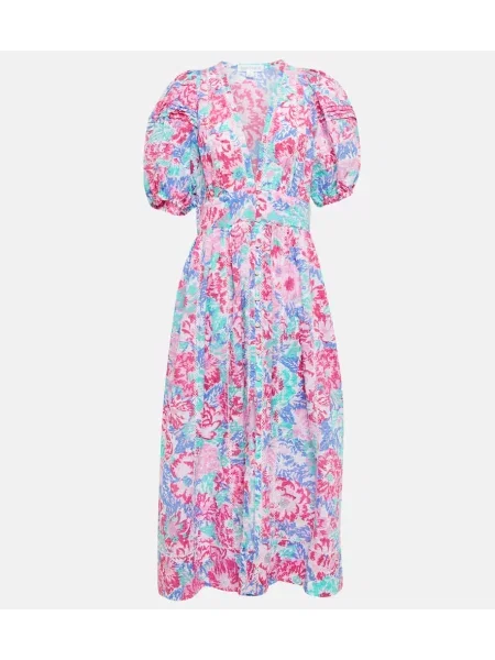 Rochie midi Poupette St Barth cu model floral până la genunchi de costum