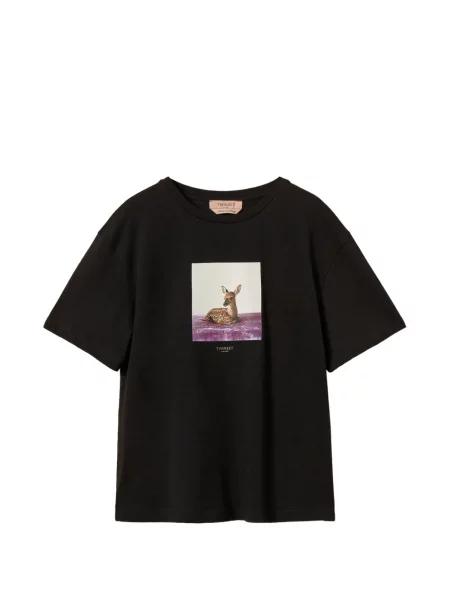 Tricou Twinset cu imagine cu decolteu rotund negru