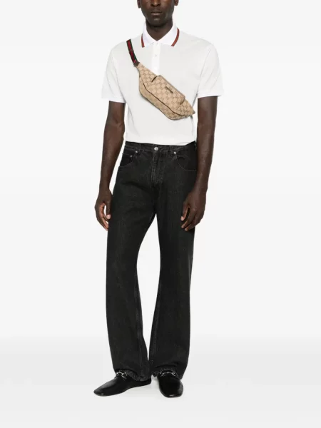 Tricou polo Gucci din jerseu alb