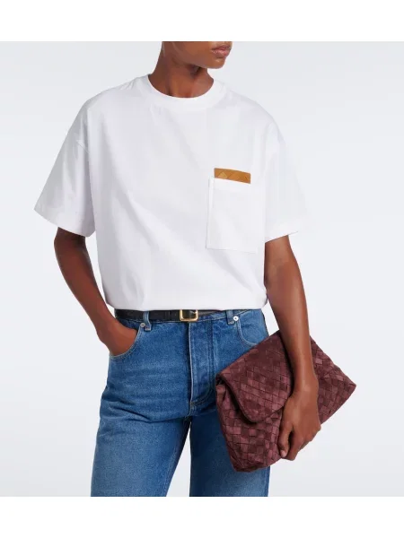 Tricou Bottega Veneta din jerseu alb