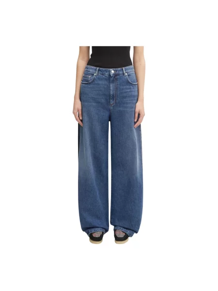 Szerokie jeansy Sportmax niebieskie