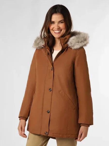 Tommy Hilfiger Parka Kobiety Sztuczne włókno brązowy jednolity XXL