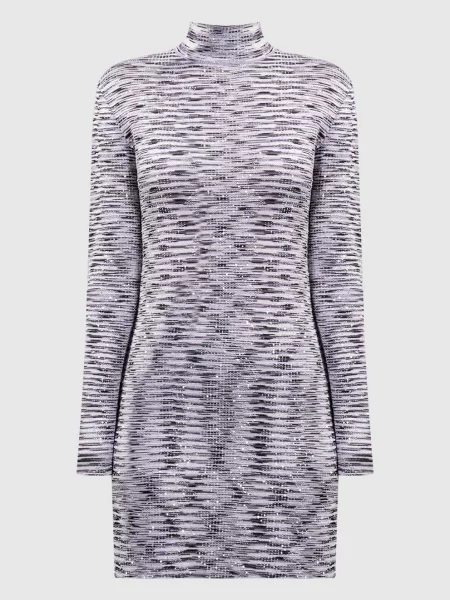 Платье Missoni с пайетками в полоску белое