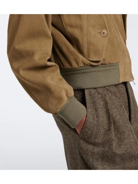 Geacă bomber Ralph Lauren Collection din piele de căprioară bej