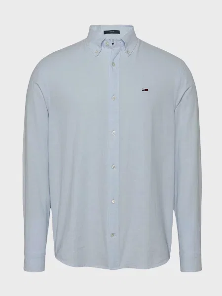 Лляна сорочка Tommy Jeans блакитна