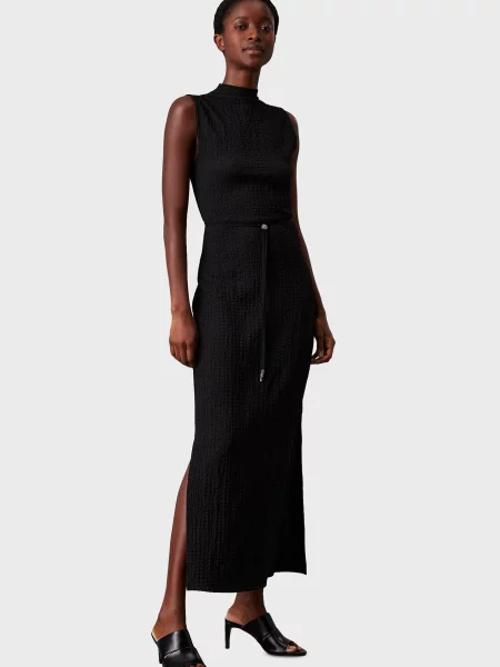 Укорочена костюмна сукня Calvin Klein з джерсі чорна