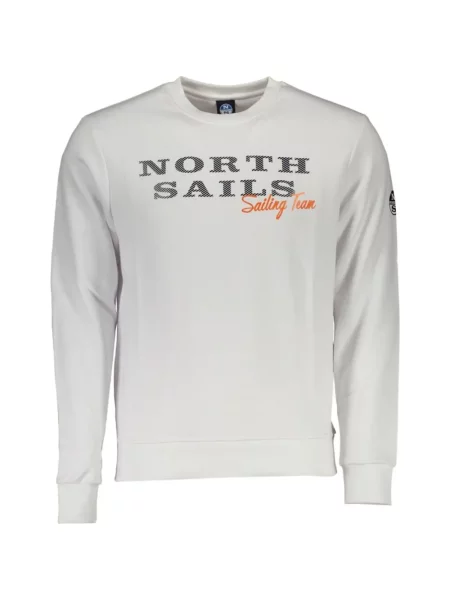 Hanorac crewneck North Sails cu imagine cu decolteu rotund alb