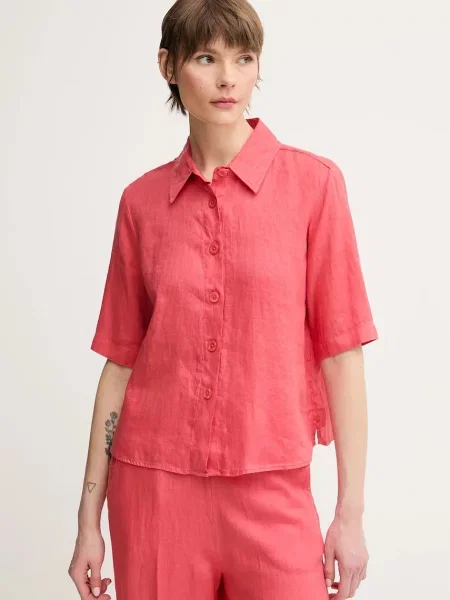 United Colors of Benetton košile lněná červená