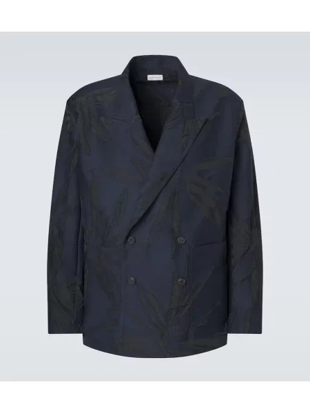 Sacou Dries Van Noten din jacard albastru