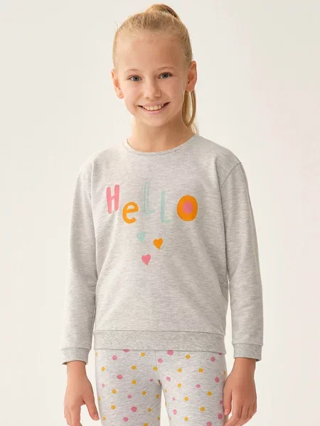 Дитячий Світшот DAGI світло-сірий бавовна/поліестер сірий