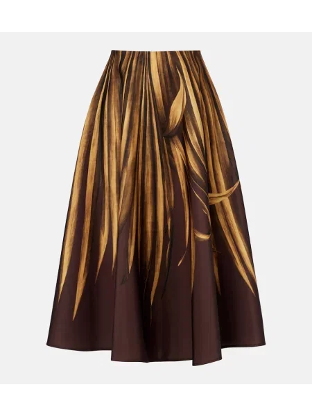 Fustă midi Oscar De La Renta cu imagine maro