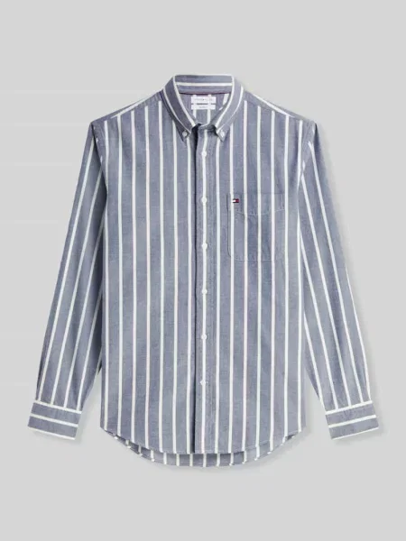 Koszula casualowa o kroju regular fit z czystej bawełny Tommy Hilfiger granatowa