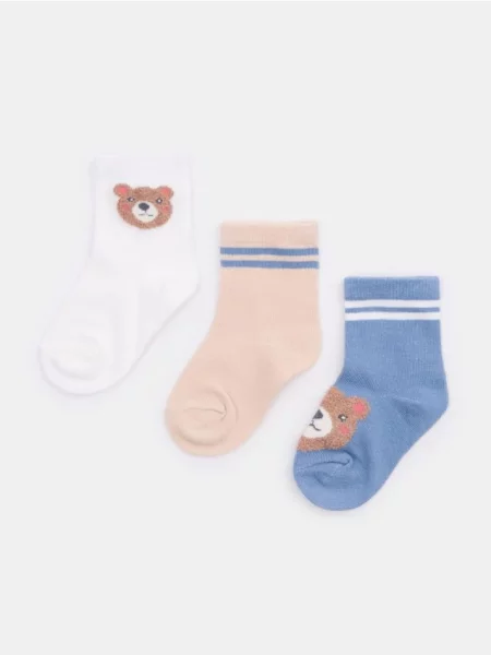 Sinsay Ponožky s bavlnou s motivem medvídků 3 pack vícebarevná