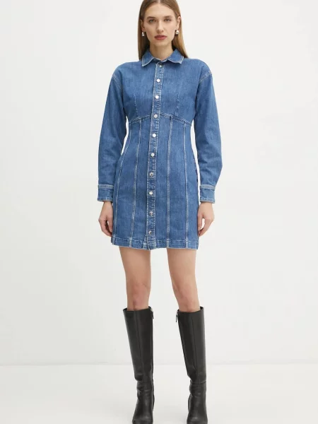 Guess sukienka MIRIA mini rozkloszowana niebieski