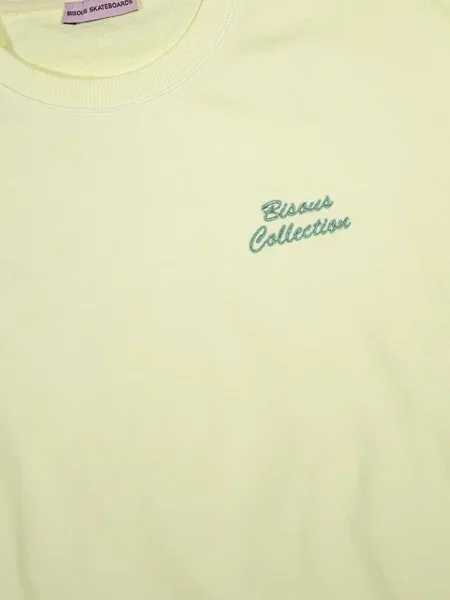 Hanorac crewneck Bisous Skateboards cu broderie galben