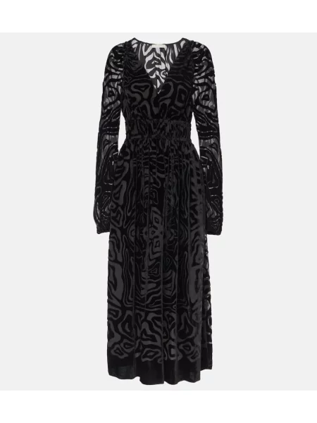 Aksamitna sukienka midi Ulla Johnson do kolan garniturowa czarna