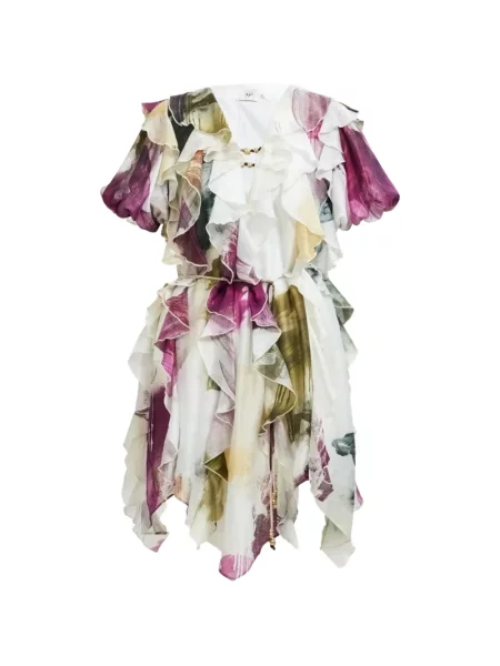 Mała sukienka mini Aje z falbankami garniturowa biała