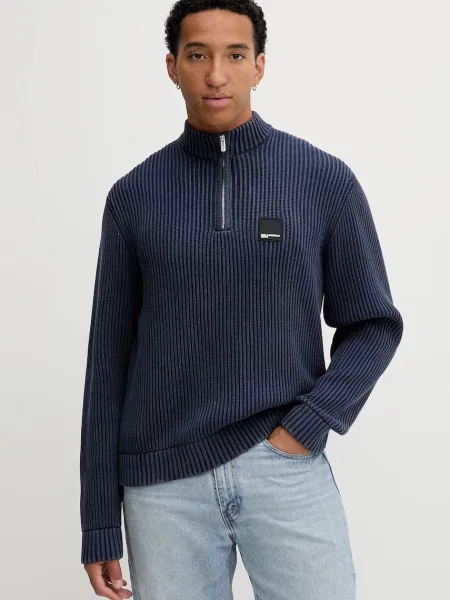 Karl Lagerfeld Jeans pulover de bleumarin cu turtleneck