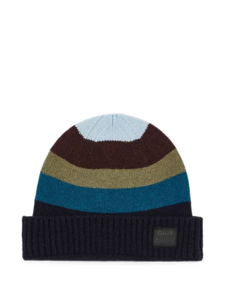 Căciulă Paul Smith de lână cu dungi albastru
