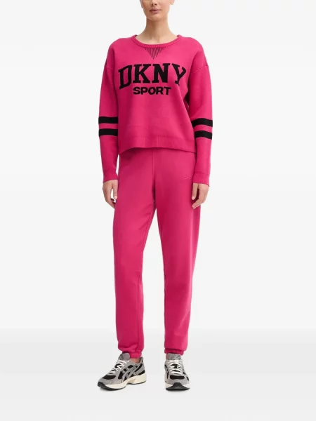 Pulover Dkny cu dungi cu autograf roz