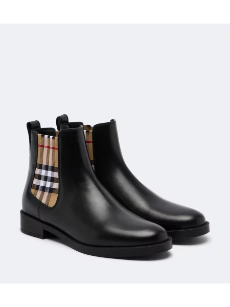 Botine chelsea Burberry din piele în carouri negru