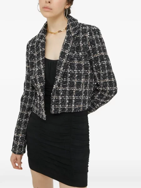 Μπουφάν Abercrombie & Fitch tweed μαύρο