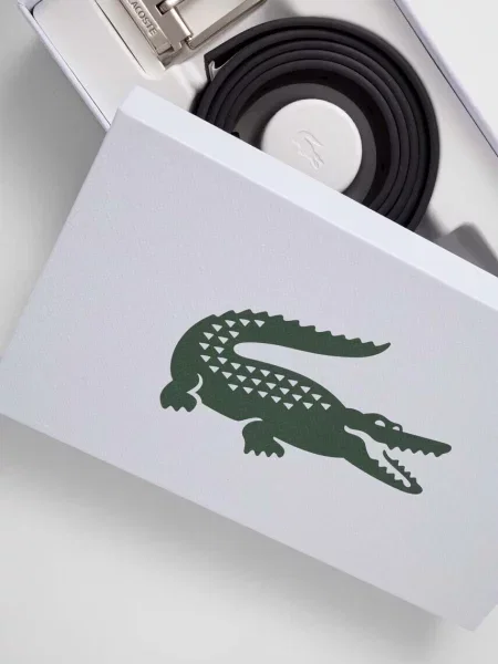 Usnjen z odstranljivimi zaponkami Lacoste črna