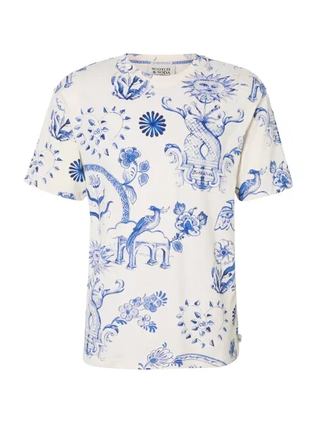 SCOTCH & SODA Tričko krémová / námornícka modrá / kráľovská modrá béžová