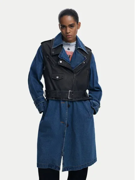 Дънково палто Desigual DENIMBIK синьо