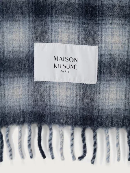 Maison Kitsuné Alpaca szalik z wełny alpaki niebieska