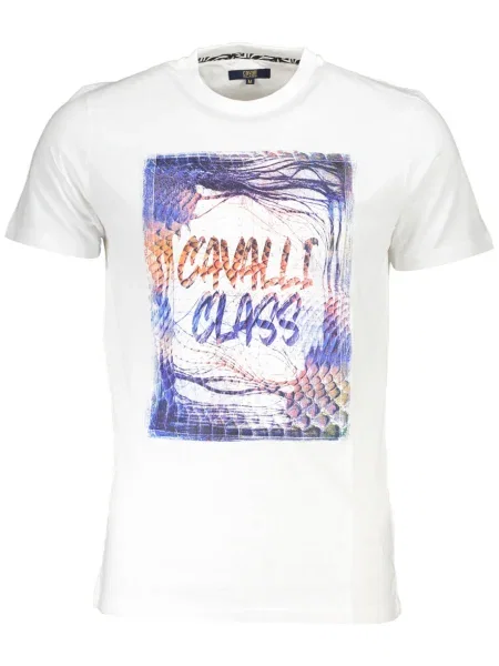 Tricou Cavalli Class scurt alb